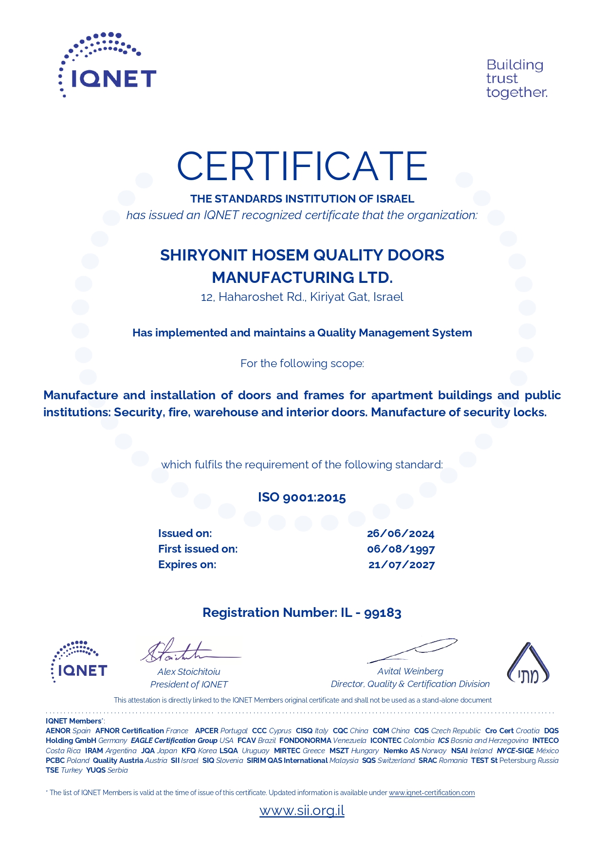 תקן ISO9001-2015 - IQNET 